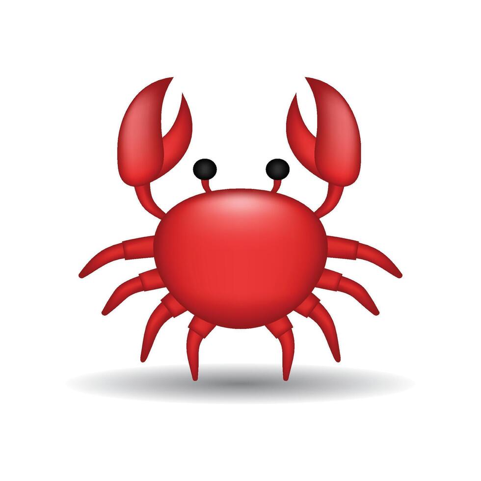 Red crab emoji illustration isolated on white background. 3d illustration. vector