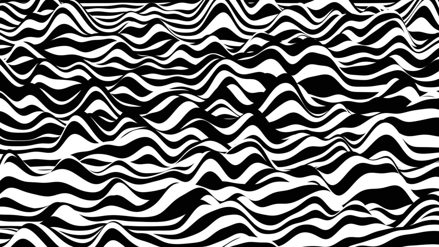 Abstract black and white background with wave lines. vector