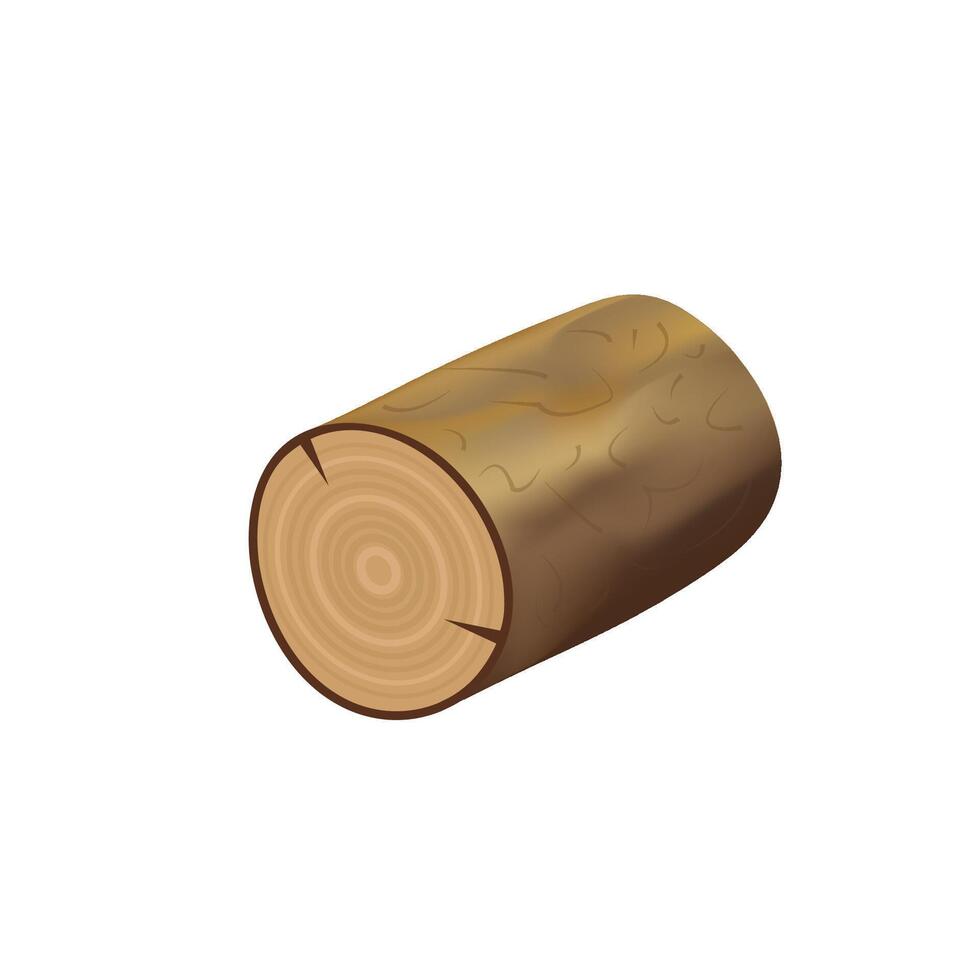 Wood log emoji icon isolated on white background. vector