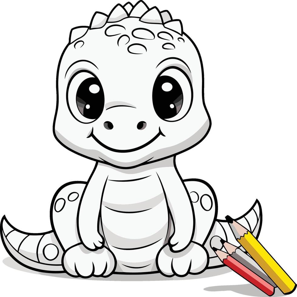 cute dinosaur with pencil and eraser isolated on a white background vector