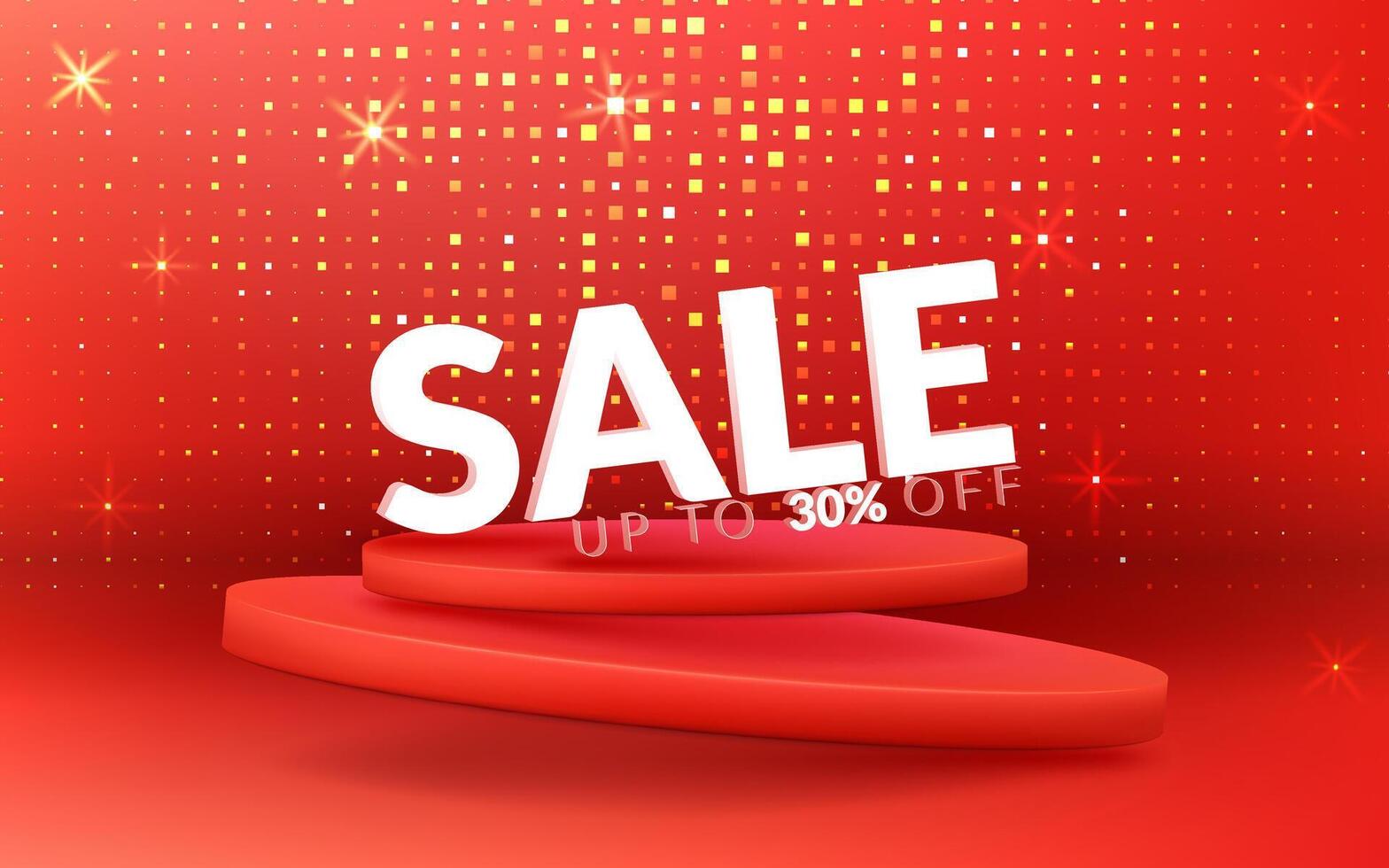 A modern and shiny podium with a red background, perfect for sales and promotions. The gold shimmer adds a touch of luxury. Use this template for marketing and advertising. Not AI. vector