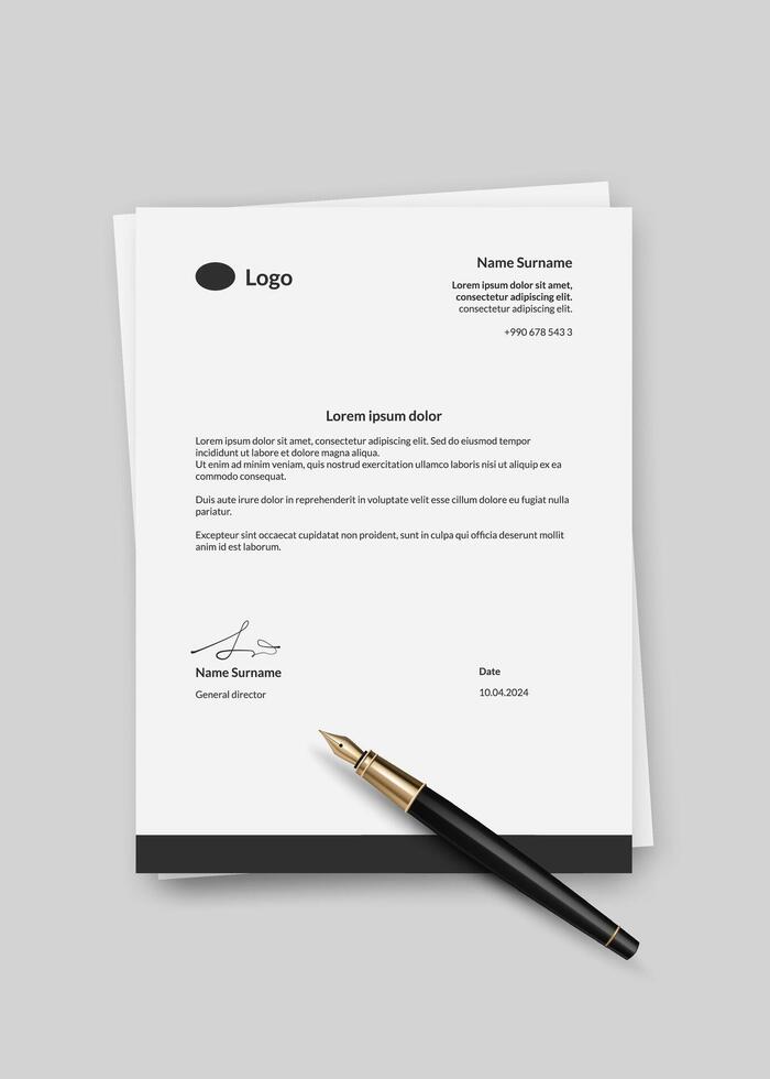 Black ink nib pen, signing an official contract or document in a business or legal context. Ideal for finance, law, and office design, agreement and paperwork with simplicity and elegance. Not AI. vector