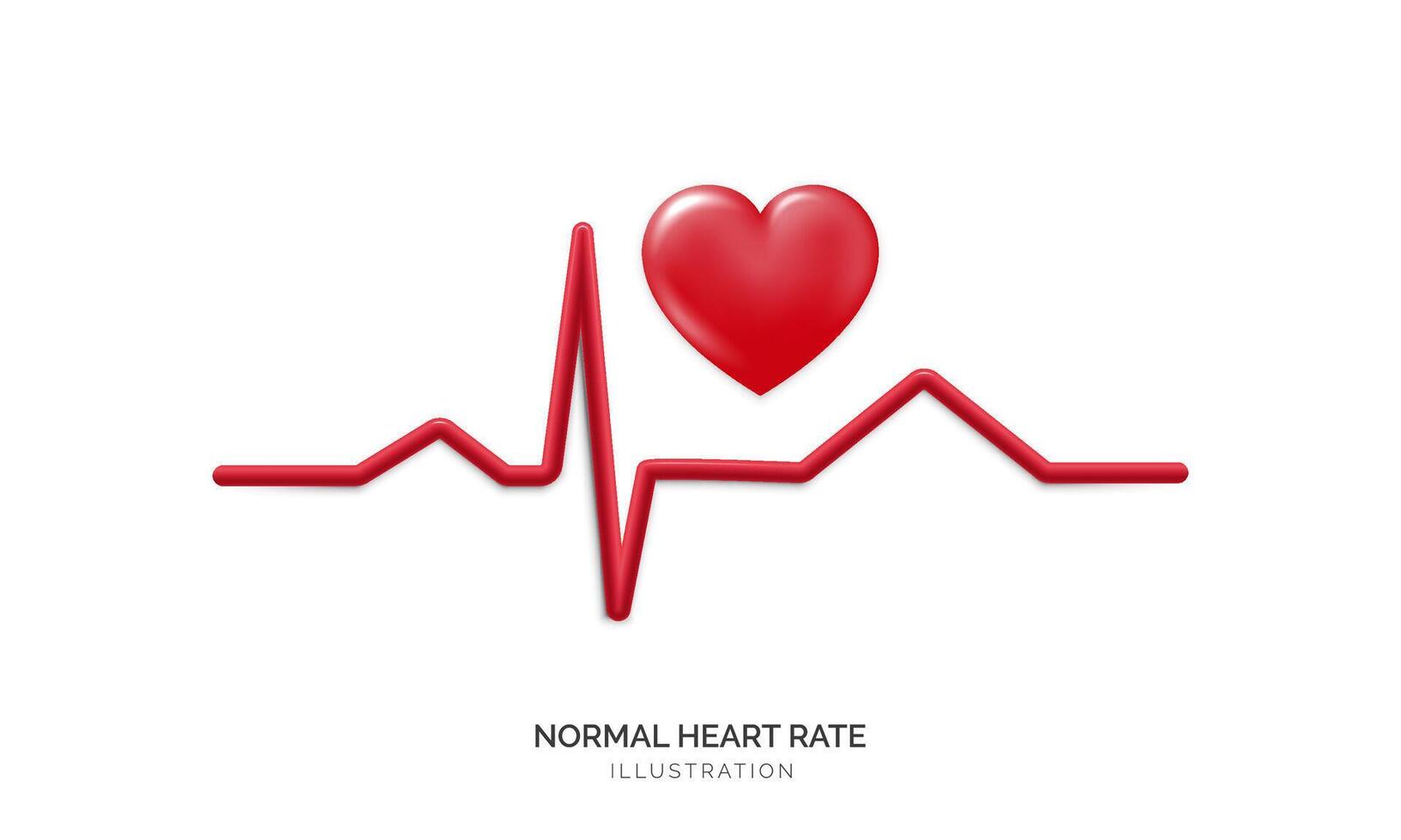 3d Red heart rate graph, symbolizing cardiology and health monitoring. Electrocardiography, cardiac health, and medical exams. Monitoring heart conditions, promoting healthy lifestyles. Not AI. vector