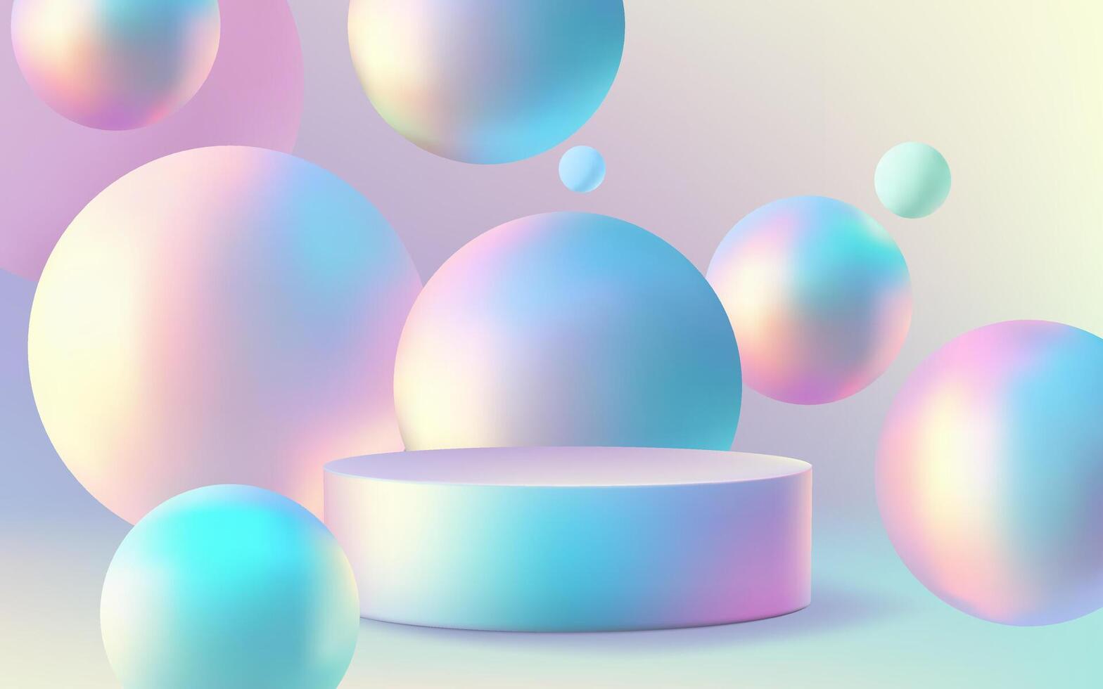 A futuristic 3D holographic podium with a neon blue sphere on an abstract background. Modern and minimalistic design with a touch of realism. Trendy and colorful element. Not AI. vector