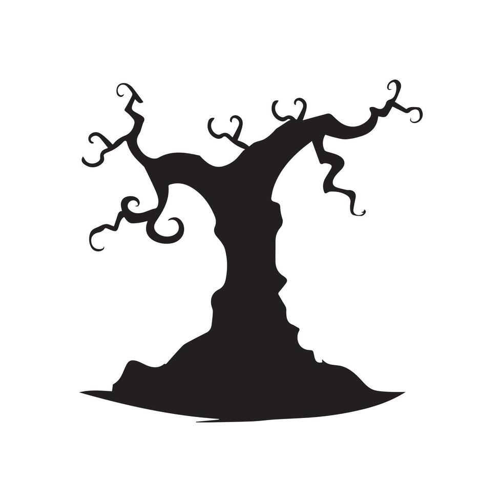 Halloween trees silhouette - Halloween clipart illustration in black and white vector