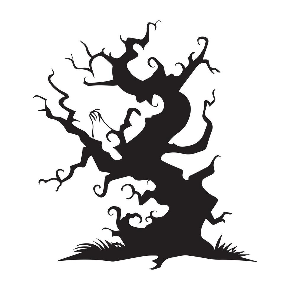 Halloween trees silhouette - Halloween clipart illustration in black and white vector