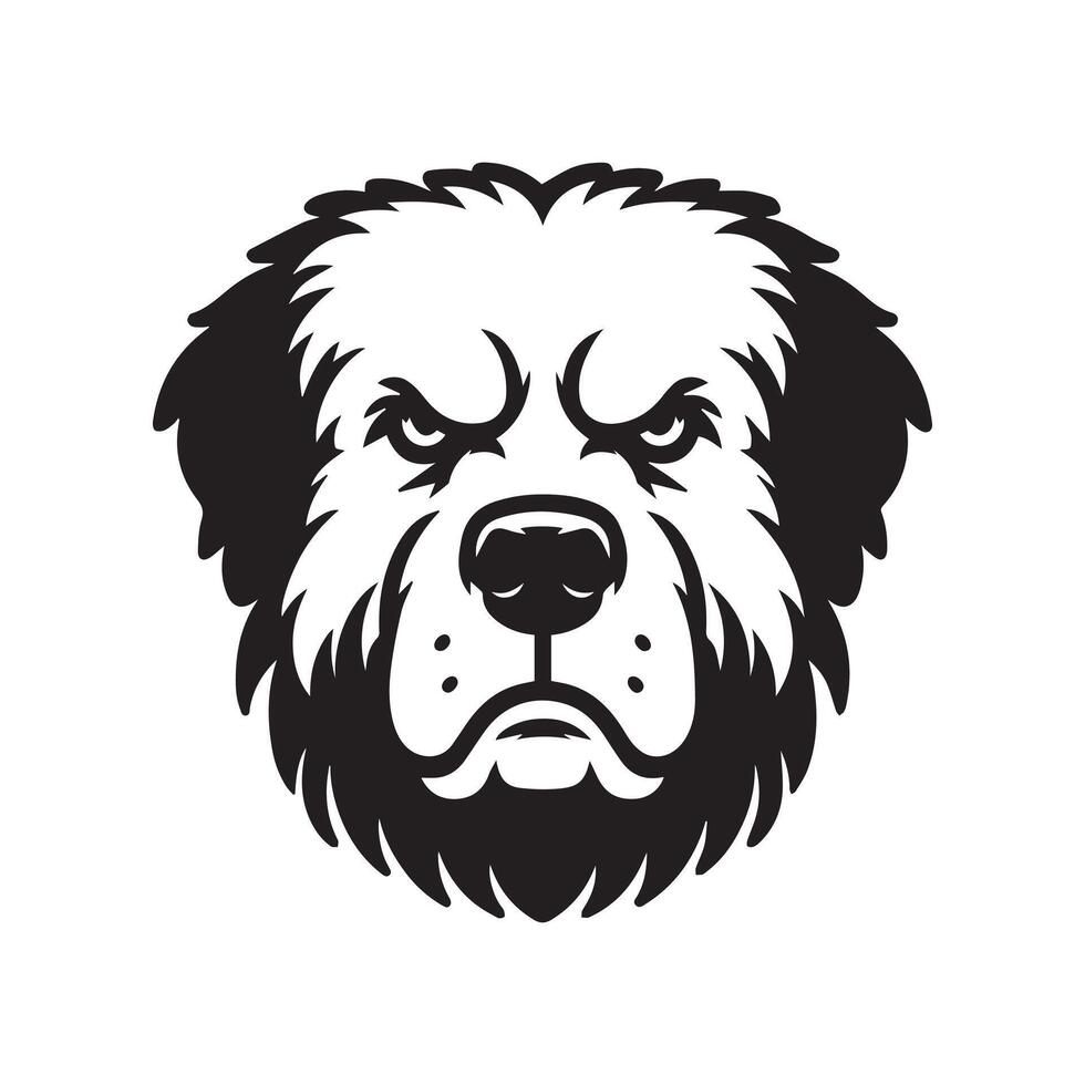 Kuvasz Dog Face Logo - Dog Clipart illustration in black and white vector