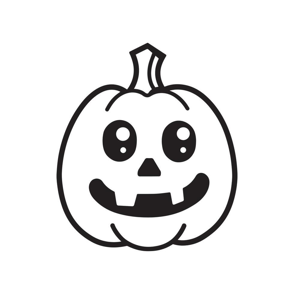 Jack-o-lantern Outline - Halloween clipart illustration in black and white vector