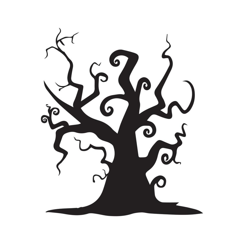 Halloween trees silhouette - Halloween clipart illustration in black and white vector