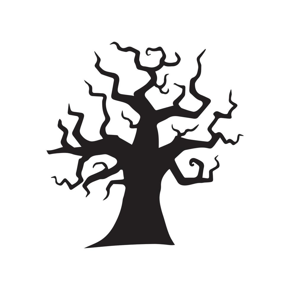 Halloween trees silhouette - Halloween clipart illustration in black and white vector