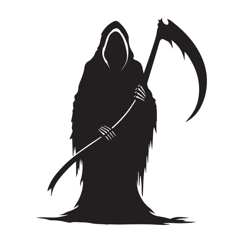 Grim reaper illustration in black and white vector