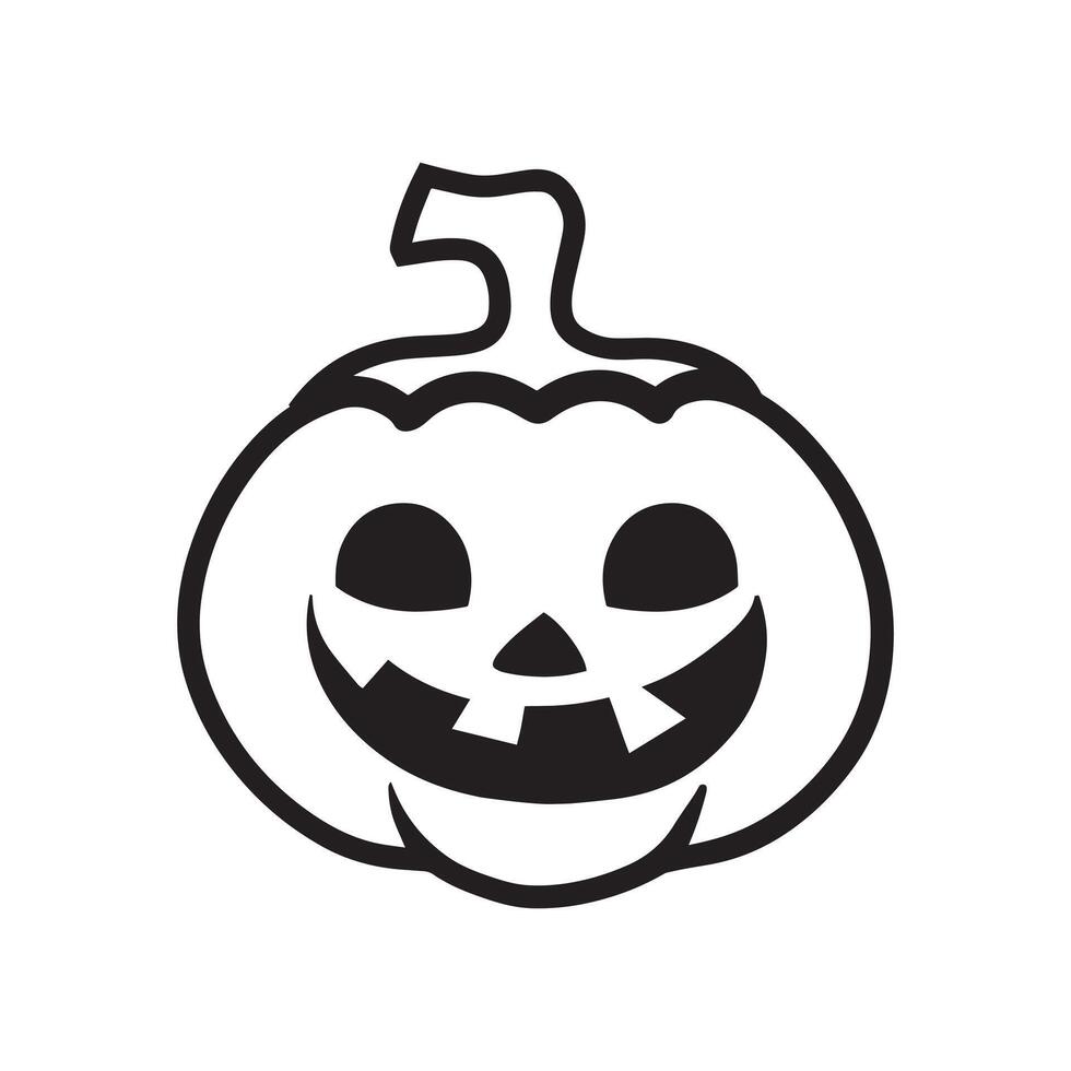 Jack-o-lantern Outline - Halloween clipart illustration in black and white vector