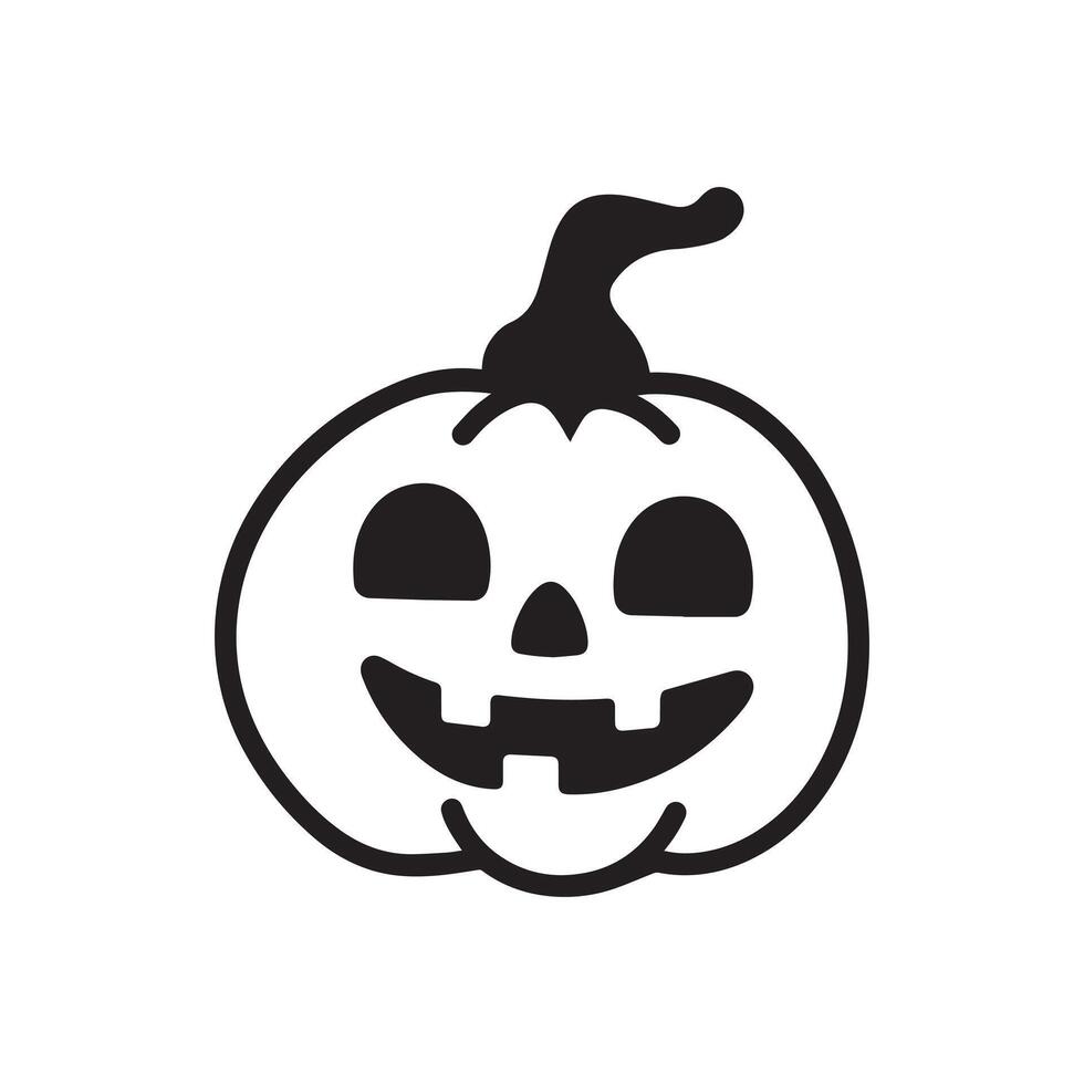 Jack-o-lantern Outline - Halloween clipart illustration in black and white vector