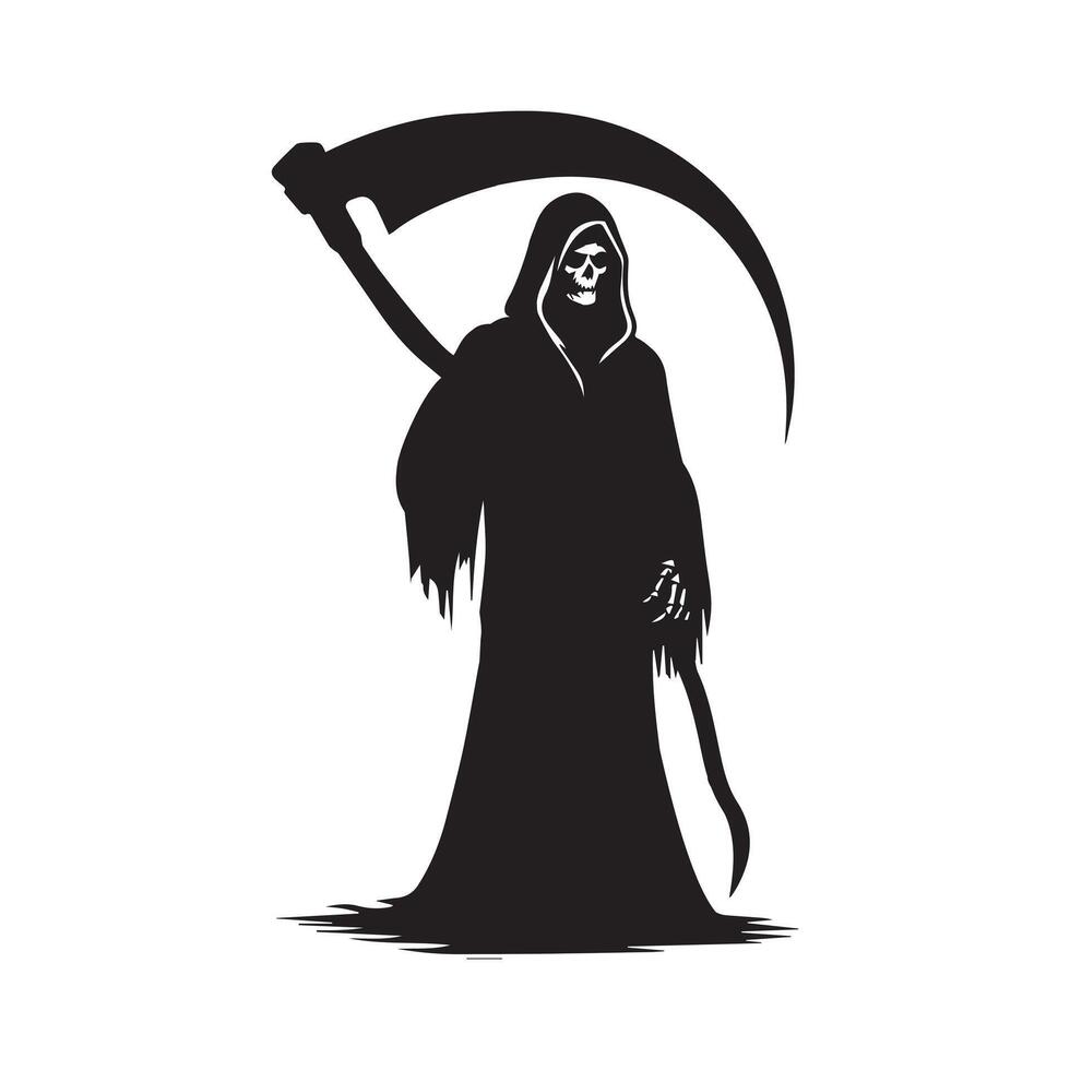 Grim reaper illustration in black and white vector