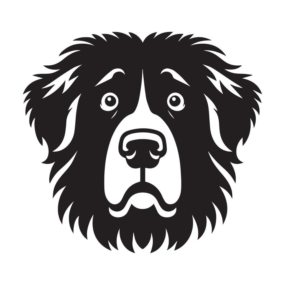 Kuvasz Dog Face Logo - Dog Clipart illustration in black and white vector
