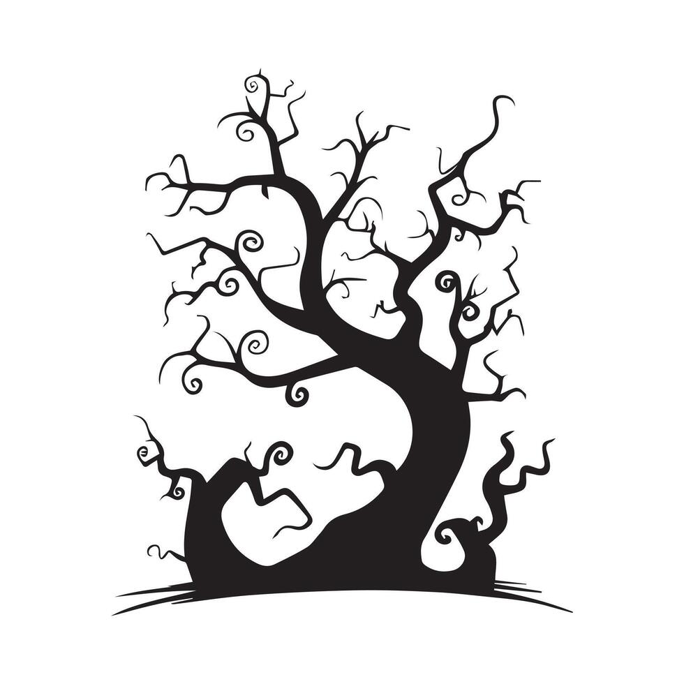 Halloween trees silhouette - Halloween clipart illustration in black and white vector