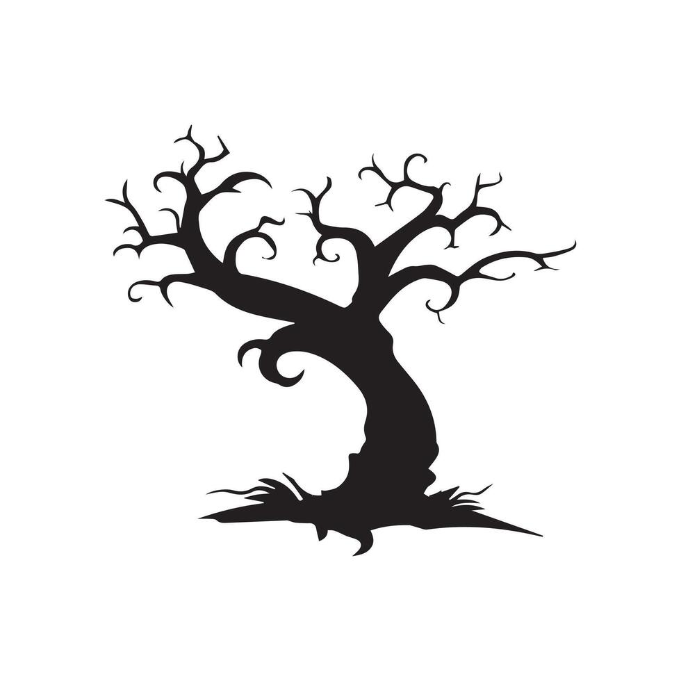 Halloween trees silhouette - Halloween clipart illustration in black and white vector