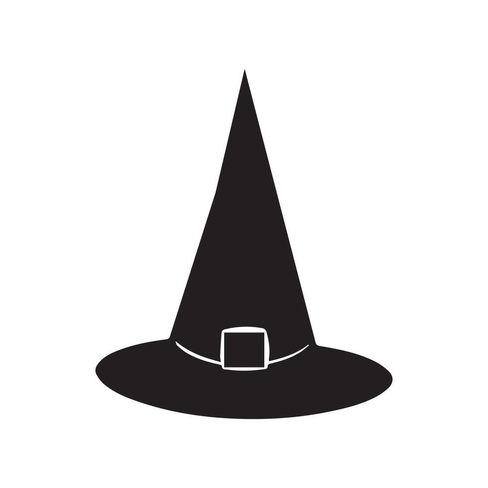 witch hat silhouette - Halloween clipart illustration in black and white vector