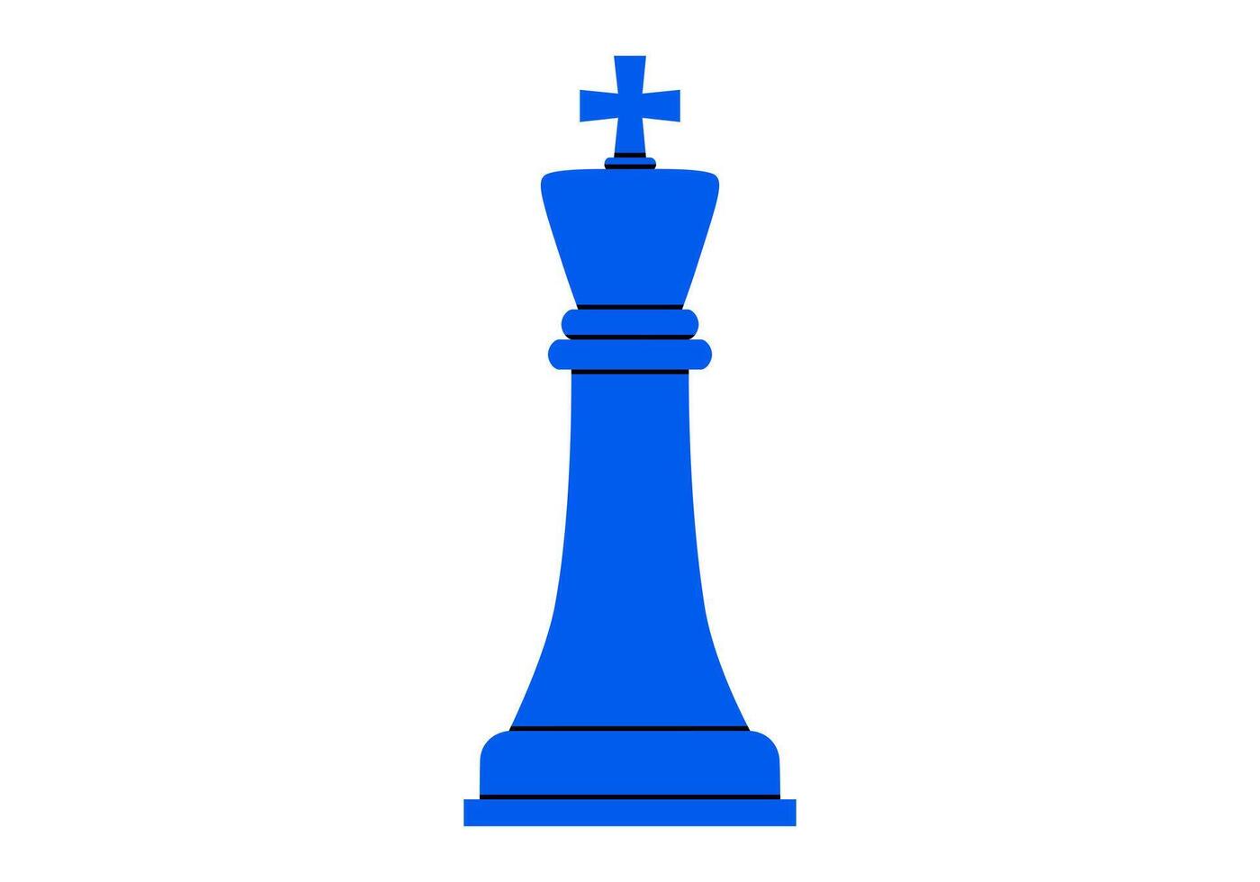 Hand drawn cute cartoon illustration of king. Flat chess figure in doodle style. High ambitions. Strategy or intelligence icon. Success in competition. Tactic thinking. Board game. Isolated. vector
