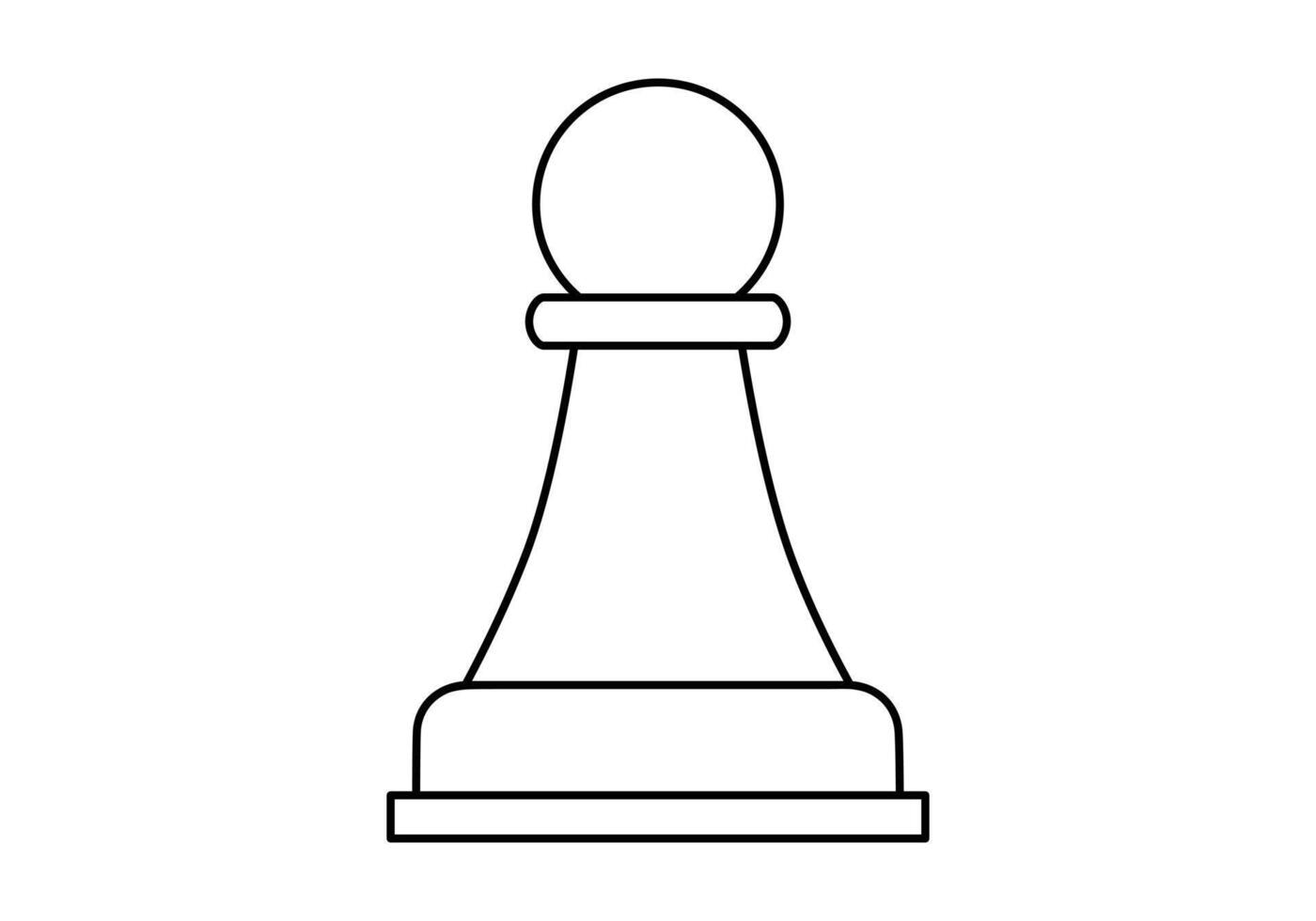 Hand drawn cute outline illustration of pawn. Flat chess figure in line art doodle. High ambitions. Strategy or intelligence icon. Success in competition. Tactic thinking. Board game. Isolated. vector