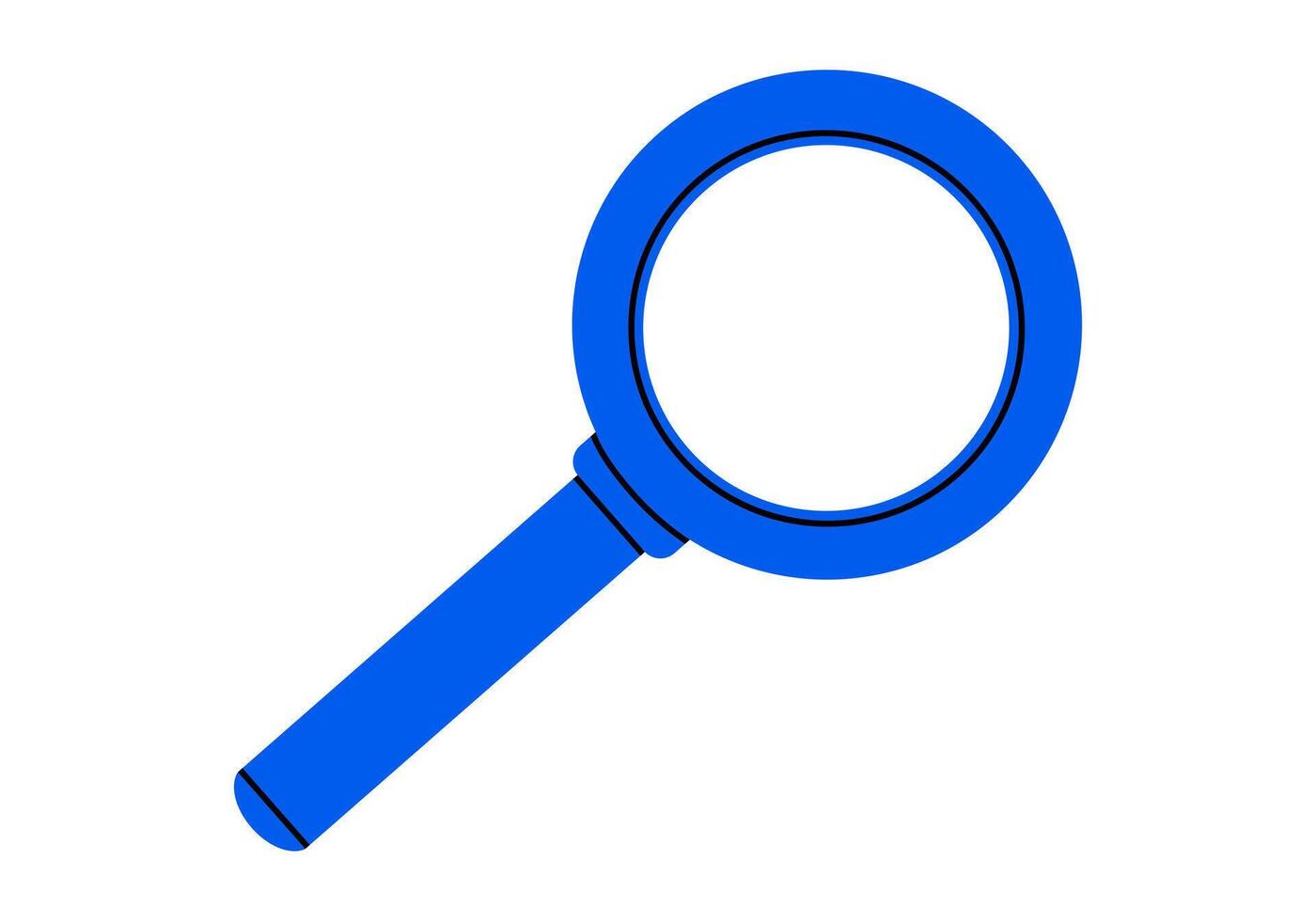 Hand drawn cute cartoon illustration magnifying glass. Flat searching optical tool sticker in doodle style. Discover or explore icon. Searching for opportunity. Data analysis. Isolated. vector