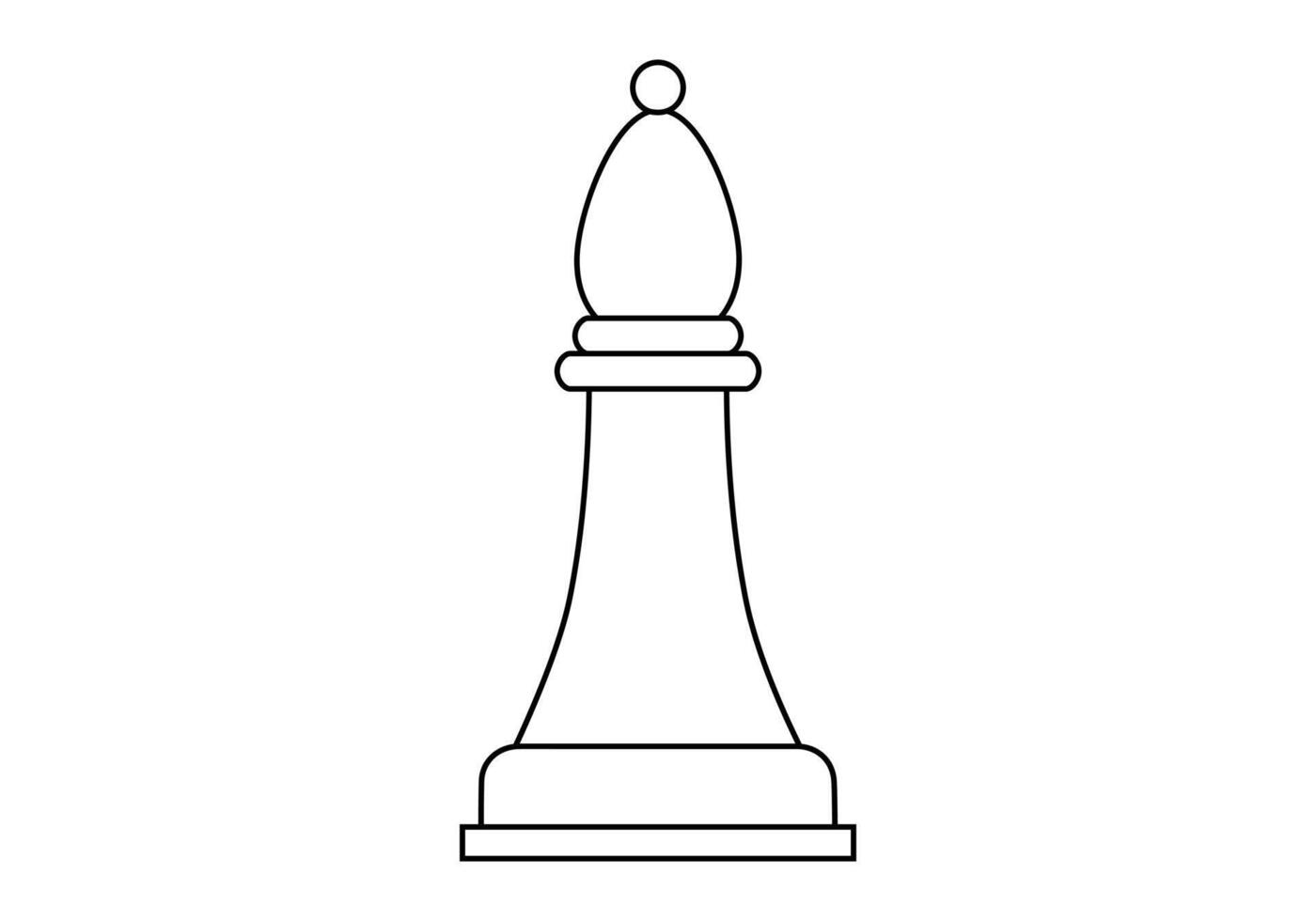 Hand drawn cute outline illustration of bishop. Flat chess figure in line art doodle. High ambitions. Strategy intelligence icon. Success in competition. Tactic thinking. Board game. Isolated. vector