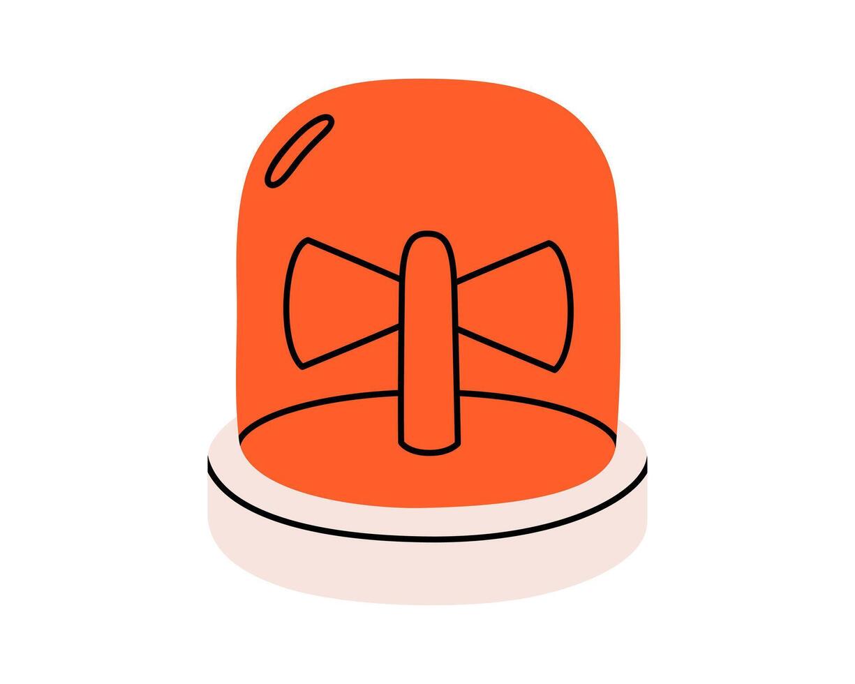 Hand drawn cute cartoon illustration of emergency warning light. Danger alarm siren. Flat problem caution signal in doodle style. Ambulance lamp icon. Urgency alert flasher. Isolated. vector