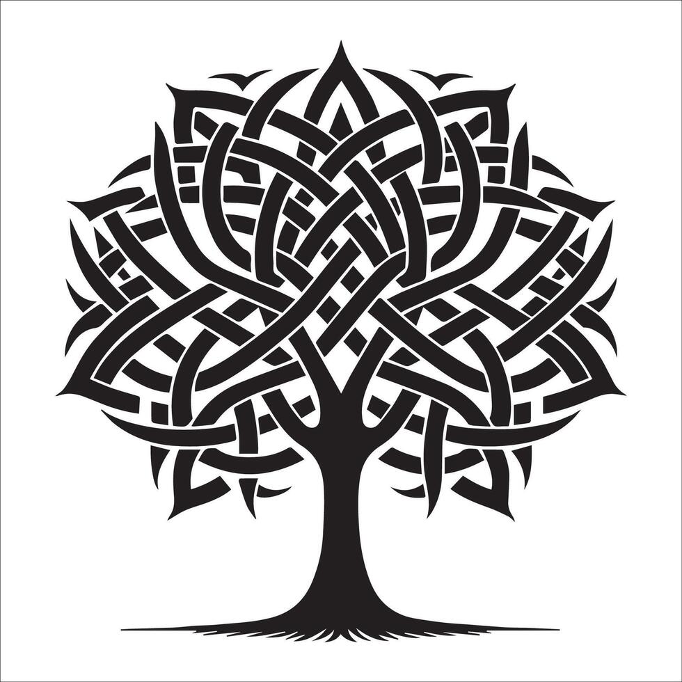 A Celtic tree with branches forming a star shaped knot illustration vector