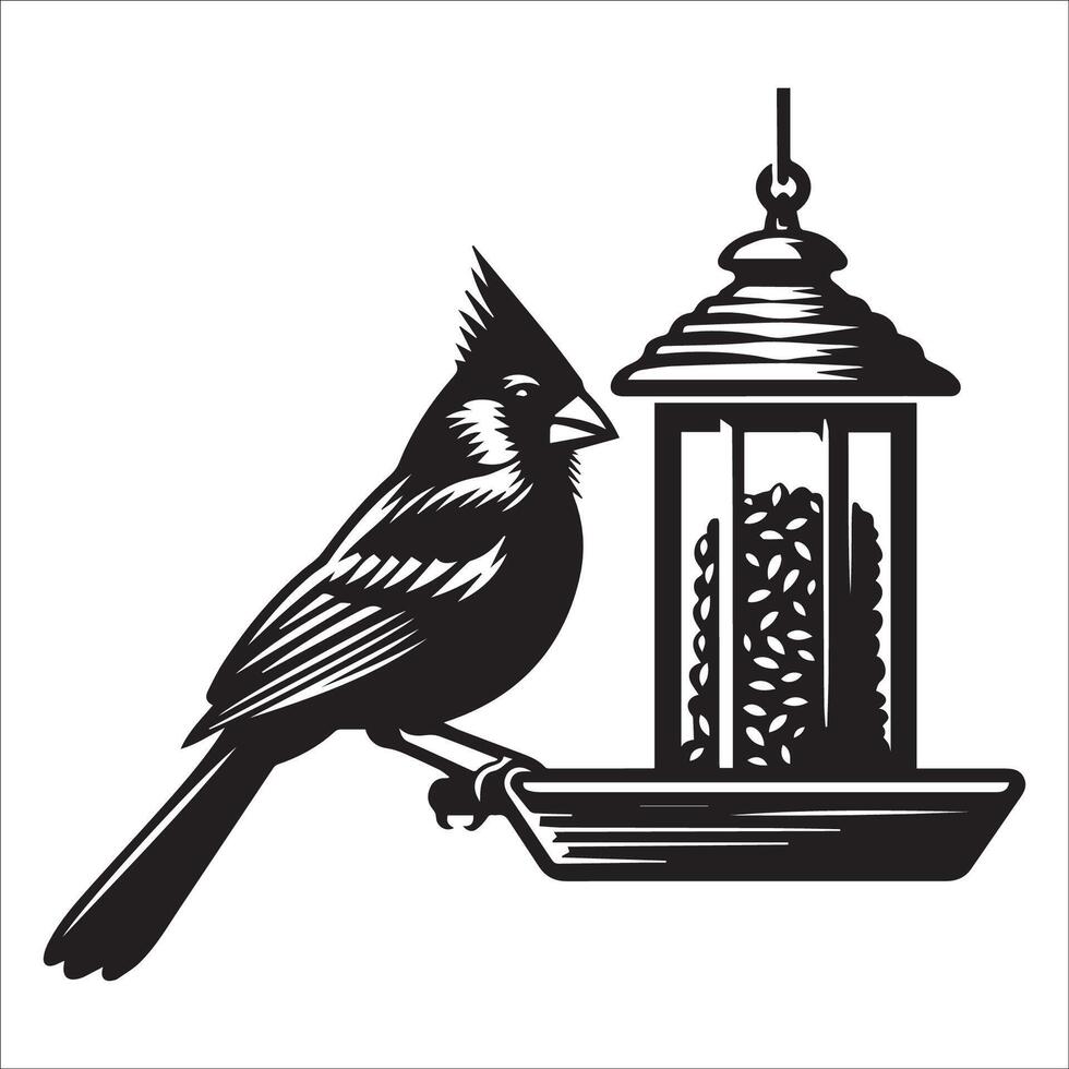 Northern Cardinal Bird Graphic - Bird illustration in black and white vector