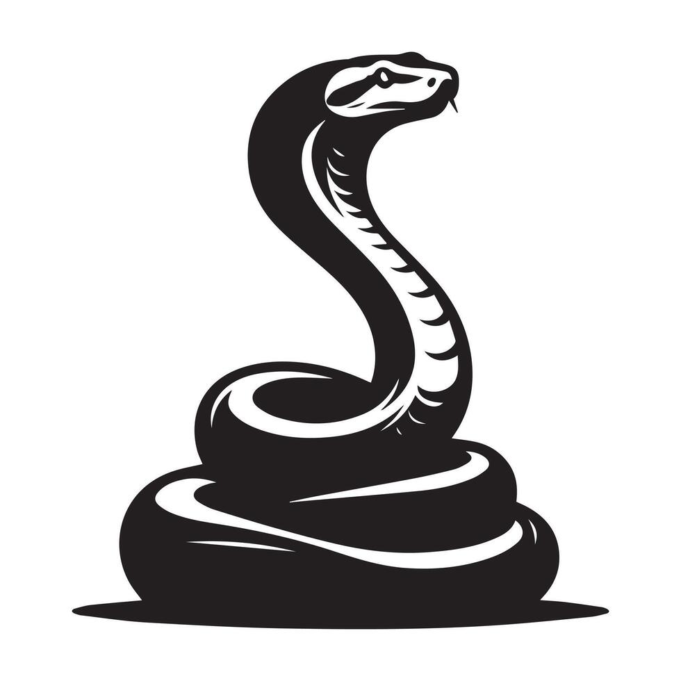 Boa constrictor snake illustration in black and white vector