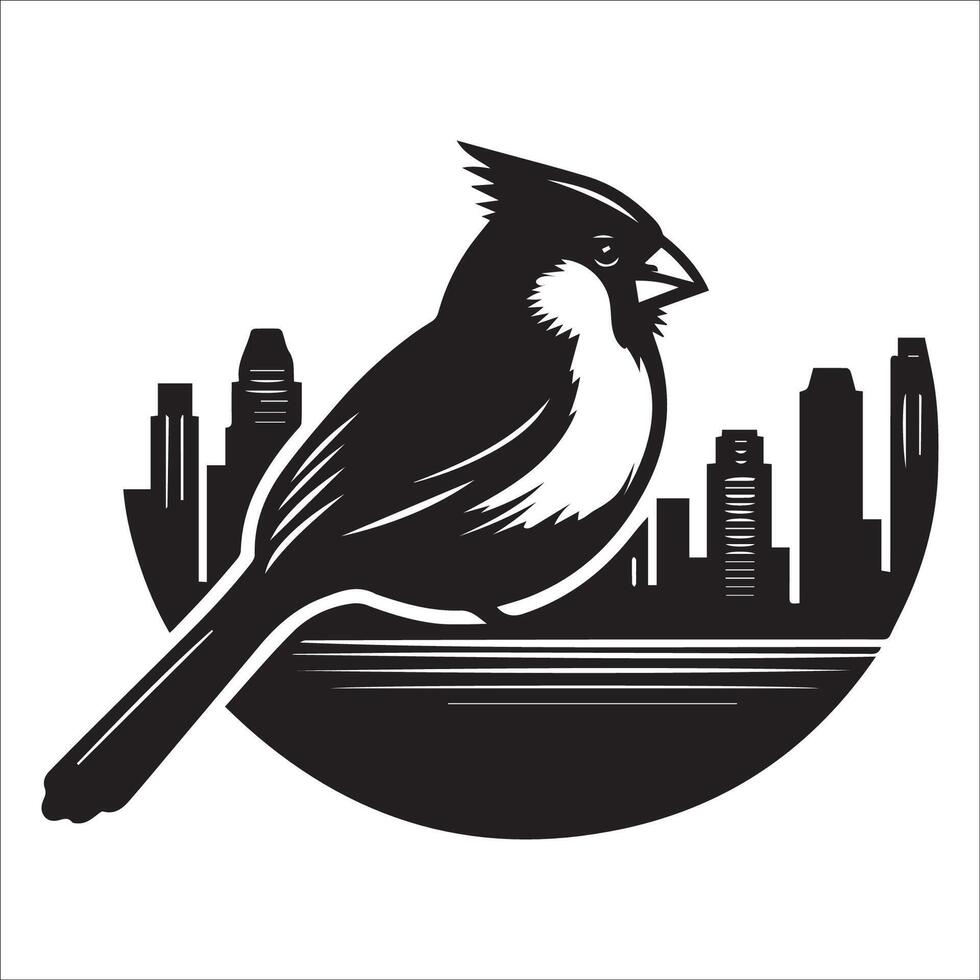 Northern Cardinal Bird Graphic - Bird illustration in black and white vector