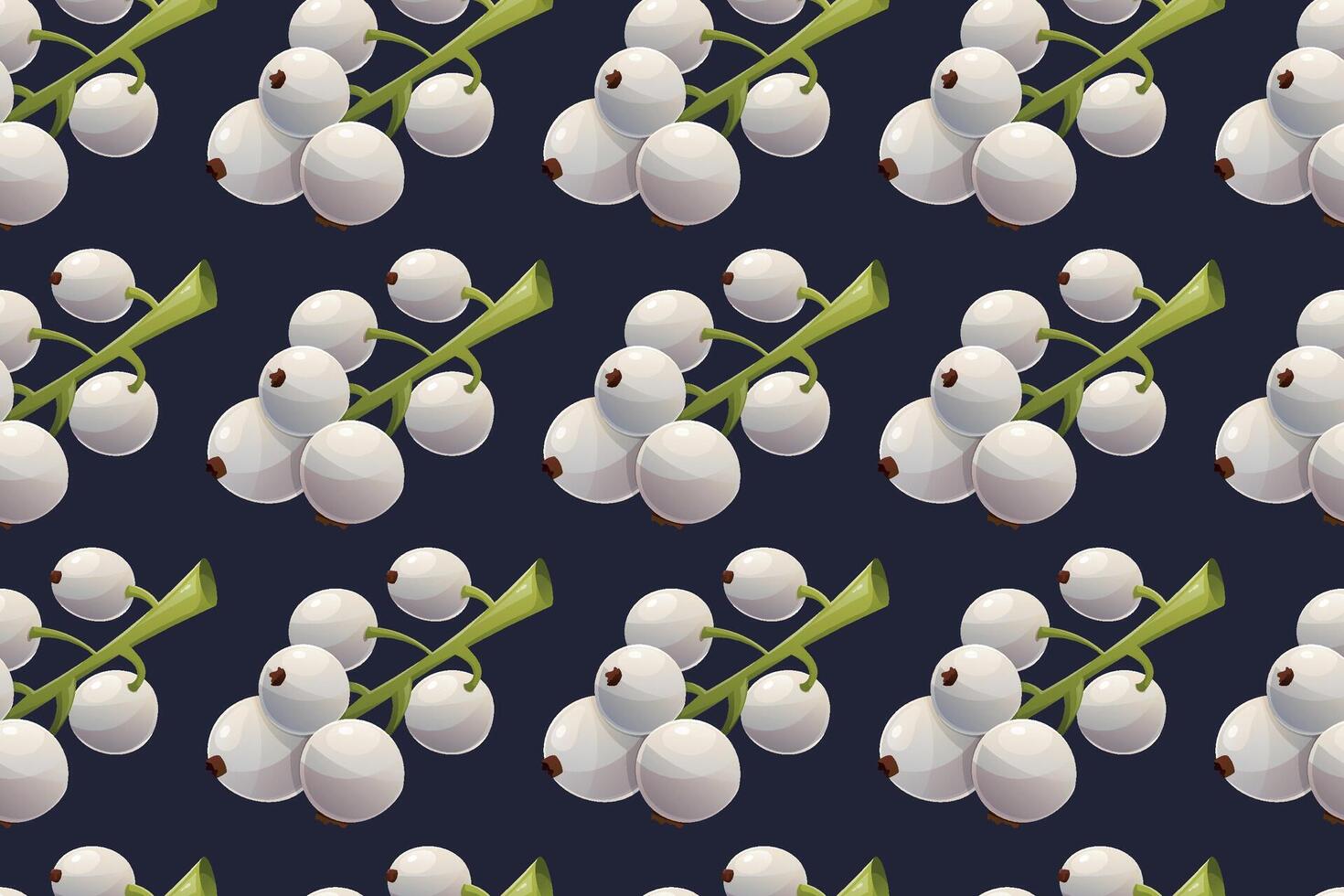 Branch with wild white currant berries. seamless cartoon pattern. vector