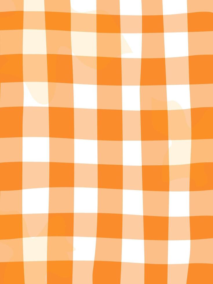 A vibrant striped background with shades of orange and peach, overlaid with a gingham pattern that gives the impression of a cheerful, summery tablecloth. vector