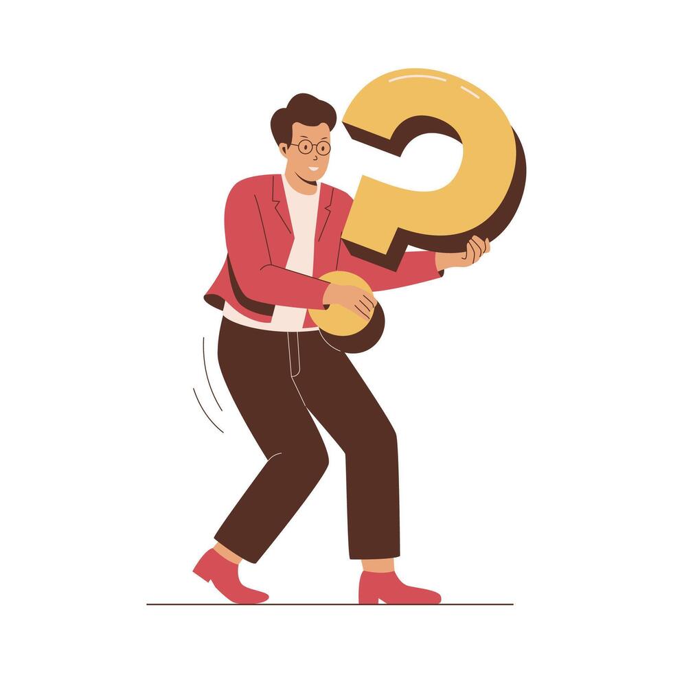 Man carrying a big question mark vector