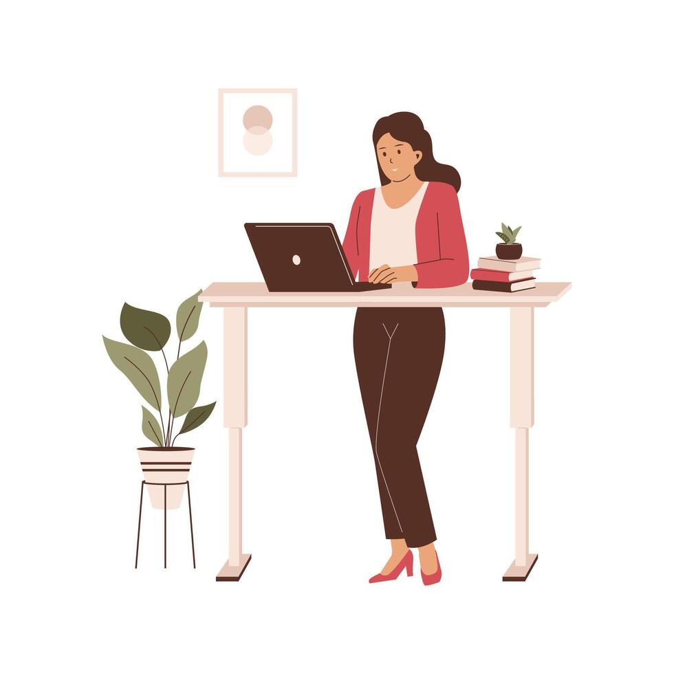 Woman work while standing at work desks vector