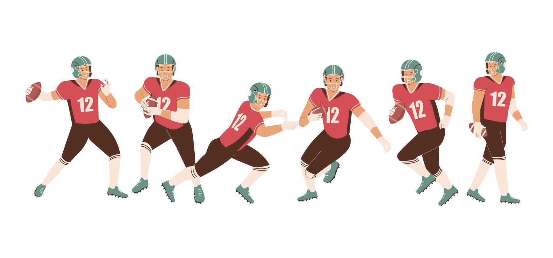 Collection of american football players vector