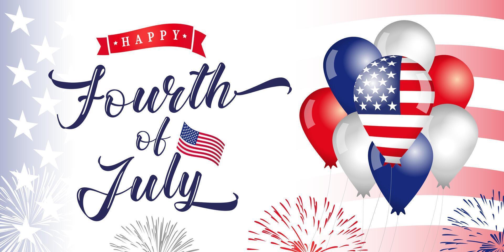 Fourth of July Independence day greeting card design. Invitation concept vector