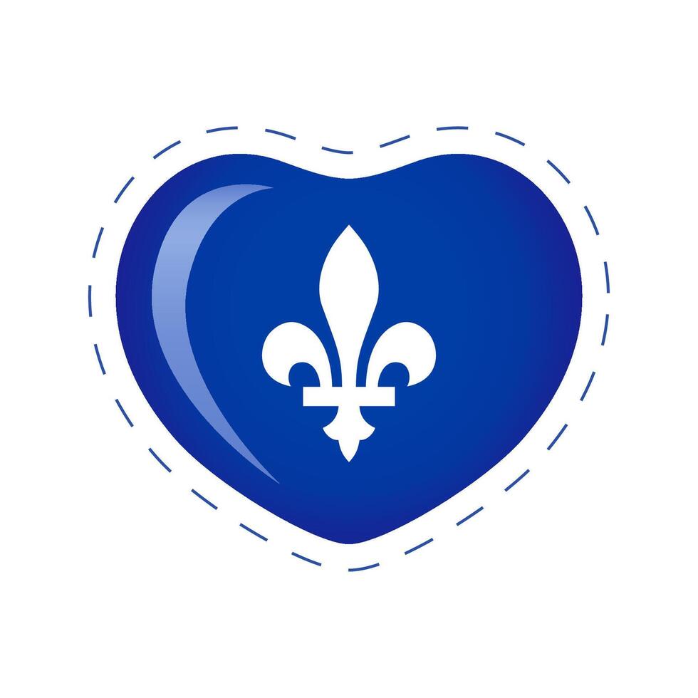 Happy Quebec Day logo. Balloon concept. Creative heart shape with official symbol of Quebec. T shirt graphic. Mug or cup icon. Gift box design. Isolated elements. vector