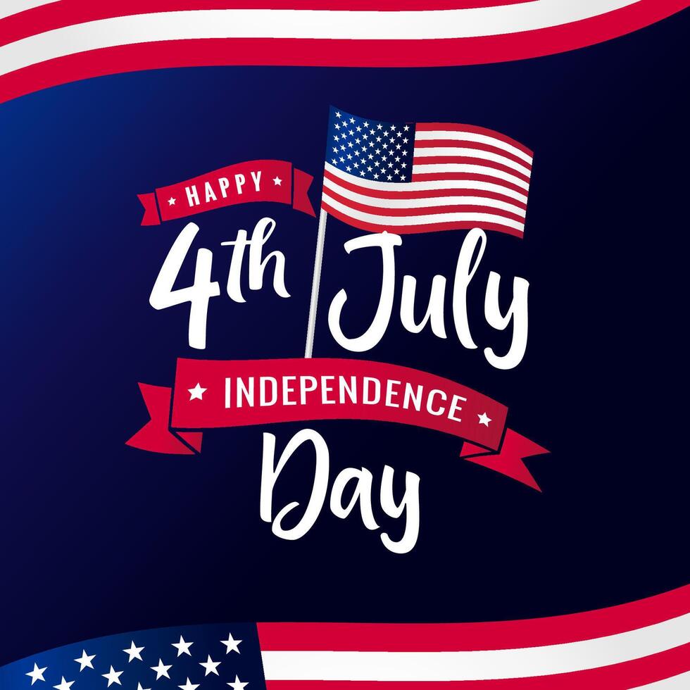 Happy 4th of July, Independence day of USA creative congrats. US waving flag frame vector