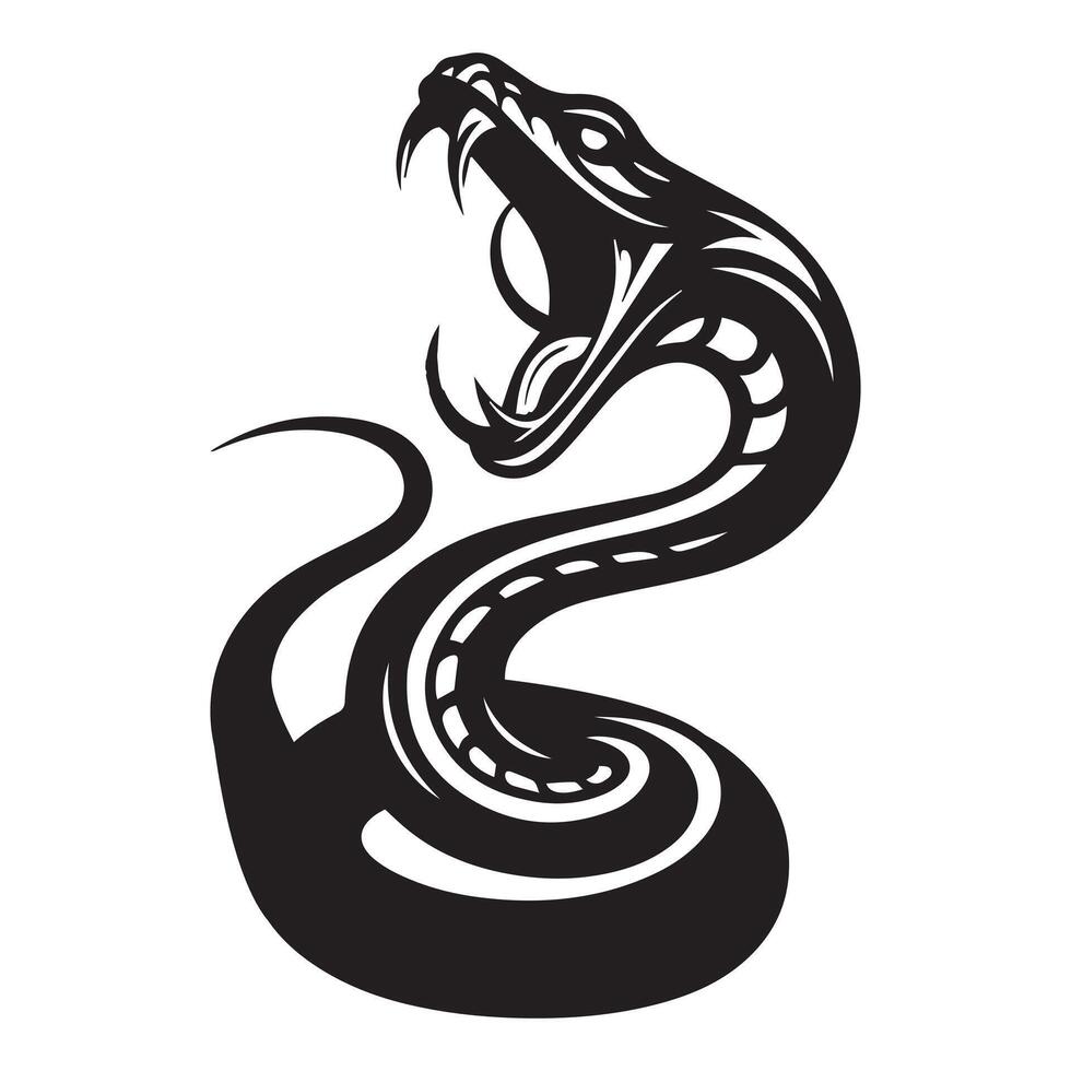 a snake pose illustration in black and white vector