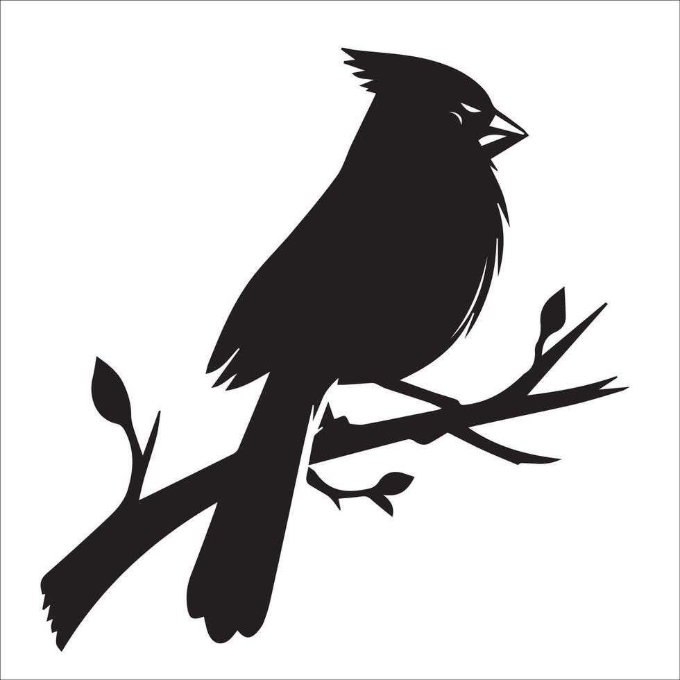A Northern cardinal bird in a majestic pose illustration in black and white vector
