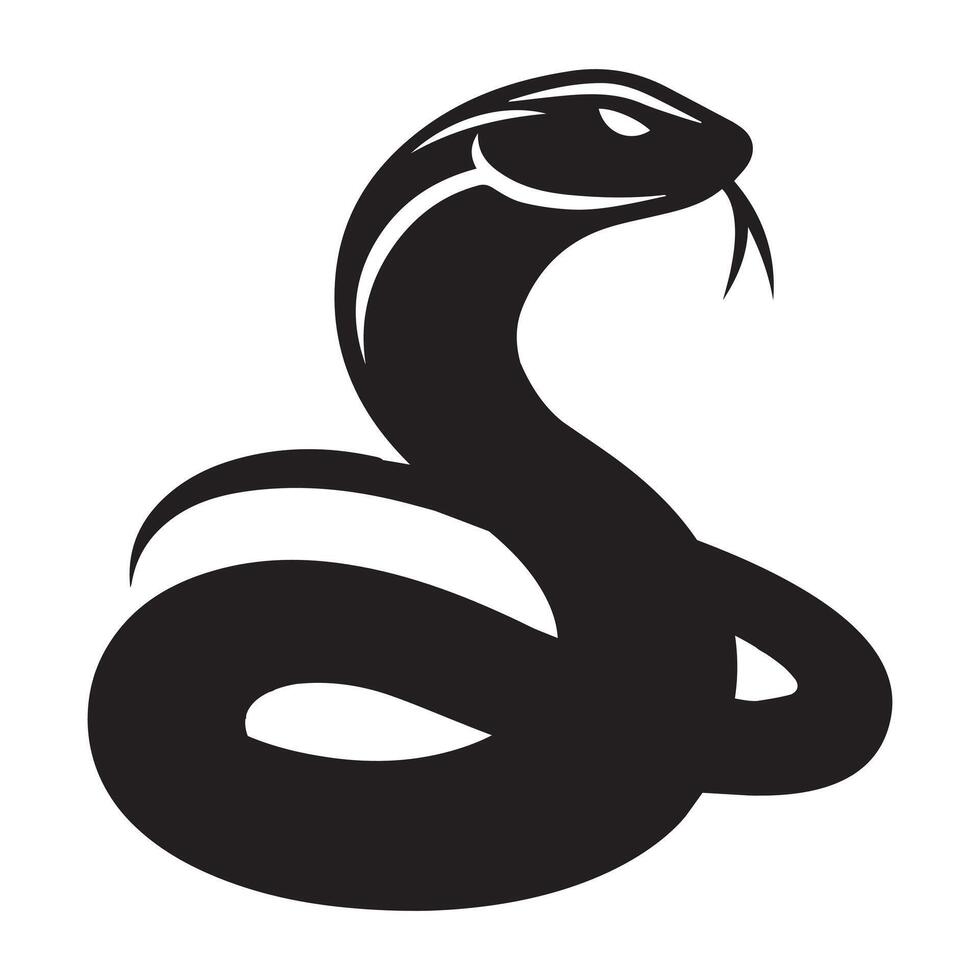 a classic snake pose illustration in black and white vector