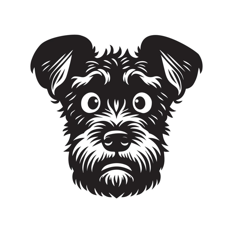 Kerry Blue Terrier Dog Face Logo - Dog Clipart illustration in black and white vector