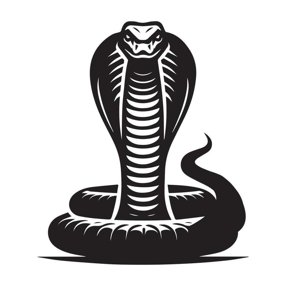 Cobra snake illustration in black and white vector