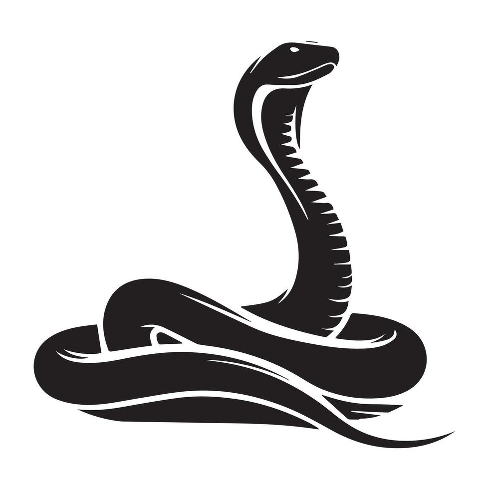 Mambas snake illustration in black and white vector