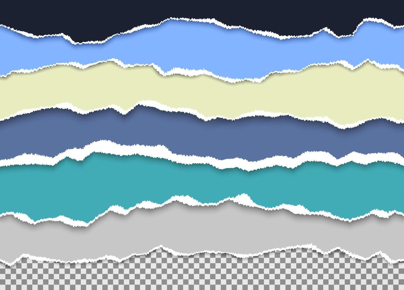 Scraps of paper with torn edges. A set of torn notes or scraps, torn pieces of paper. vector