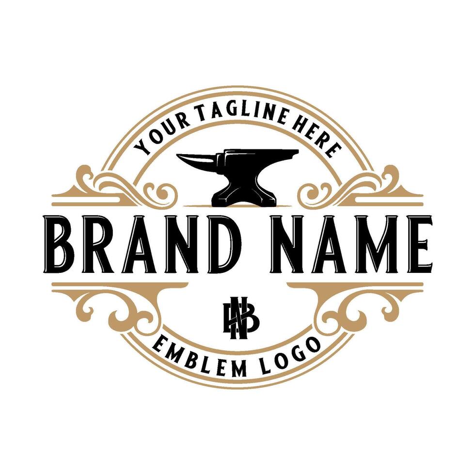 Blacksmith vintage logo. simple anvil icon, for blacksmithing, iron and metal work vector