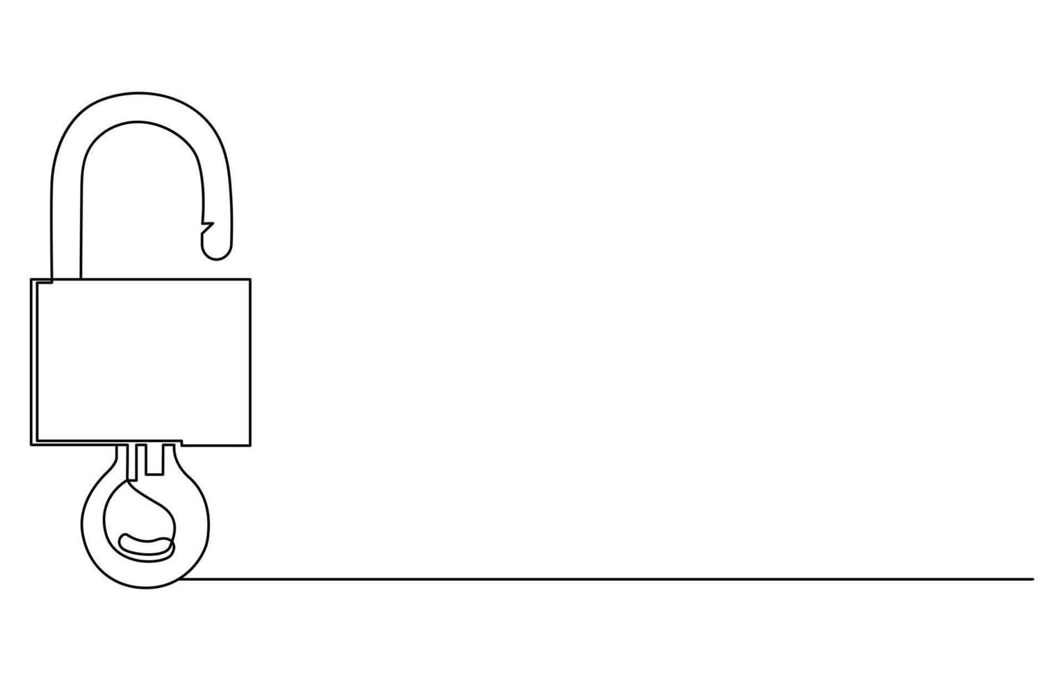 Padlock in one continuous line drawing. Isolated on white background illustration. Pro vector