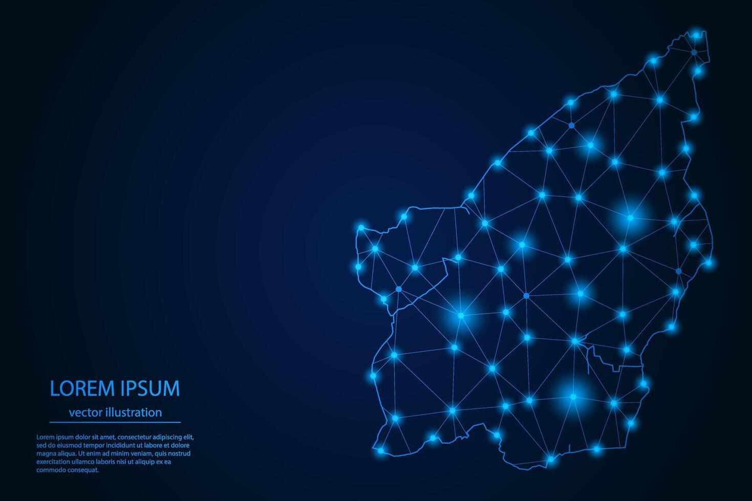 Abstract image San Marino map - With Blue Glow Dots And Lines On Dark Gradient Background, 3D Mesh Polygon Network Connection. vector
