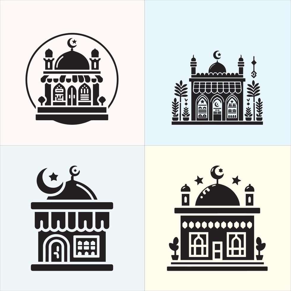 Stunning Islamic Shop Silhouette Design Illustrations for Your Creative Projects. vector